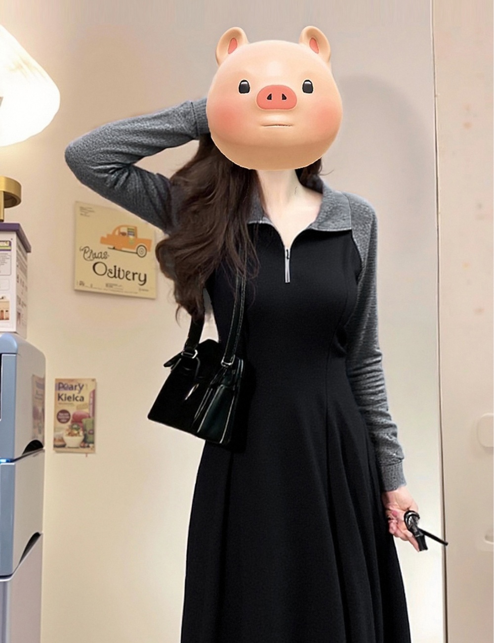 Slim Cover belly large yard dress A-line long hoodie