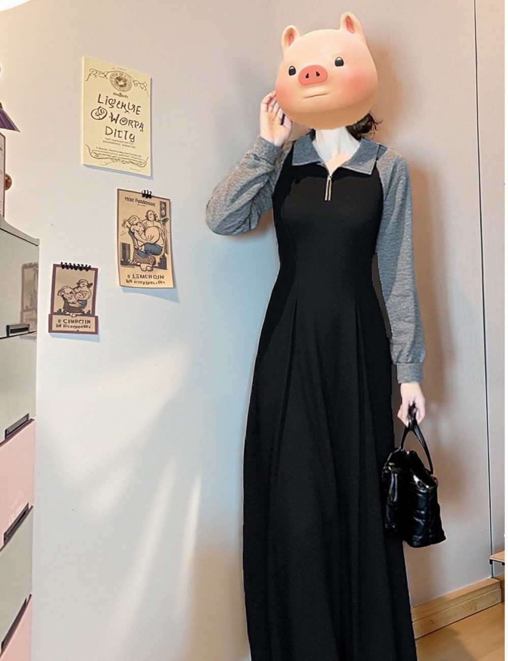 Slim Cover belly large yard dress A-line long hoodie