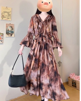 Blooming long dress autumn dress a set for women