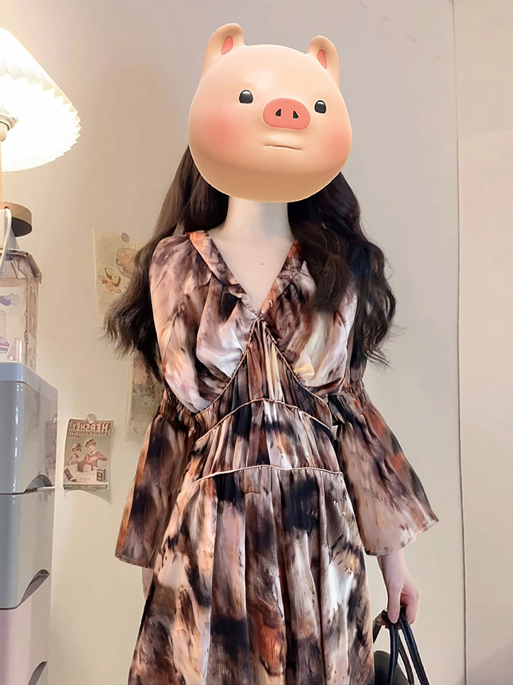 Blooming long dress autumn dress a set for women