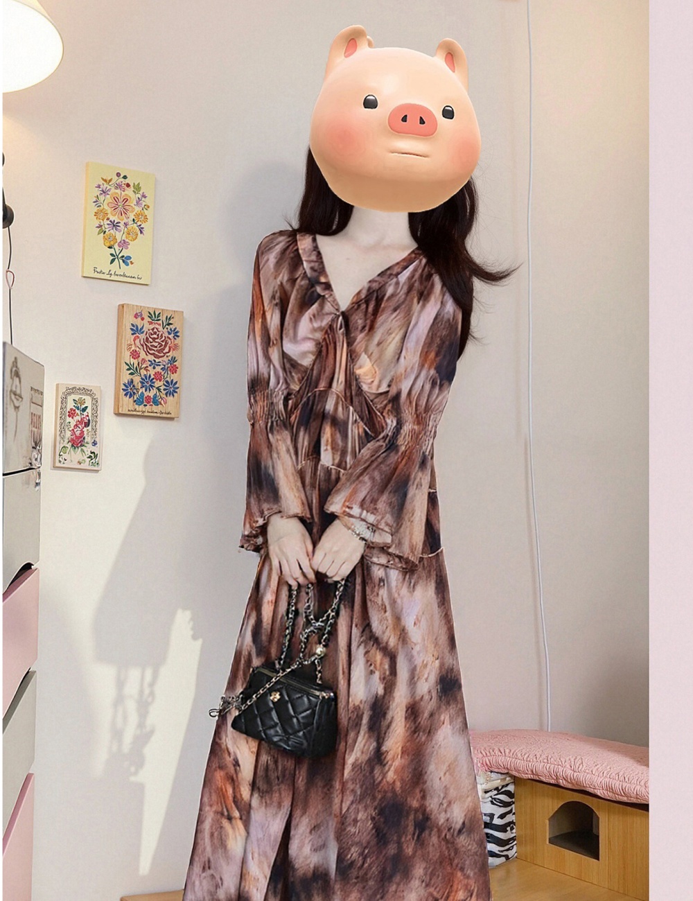 Blooming long dress autumn dress a set for women