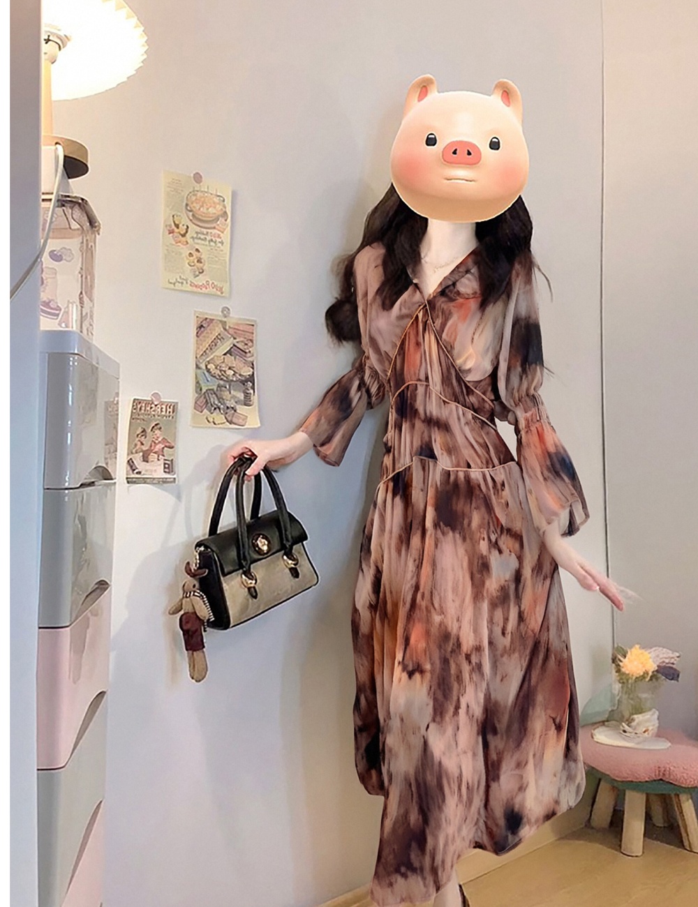 Blooming long dress autumn dress a set for women