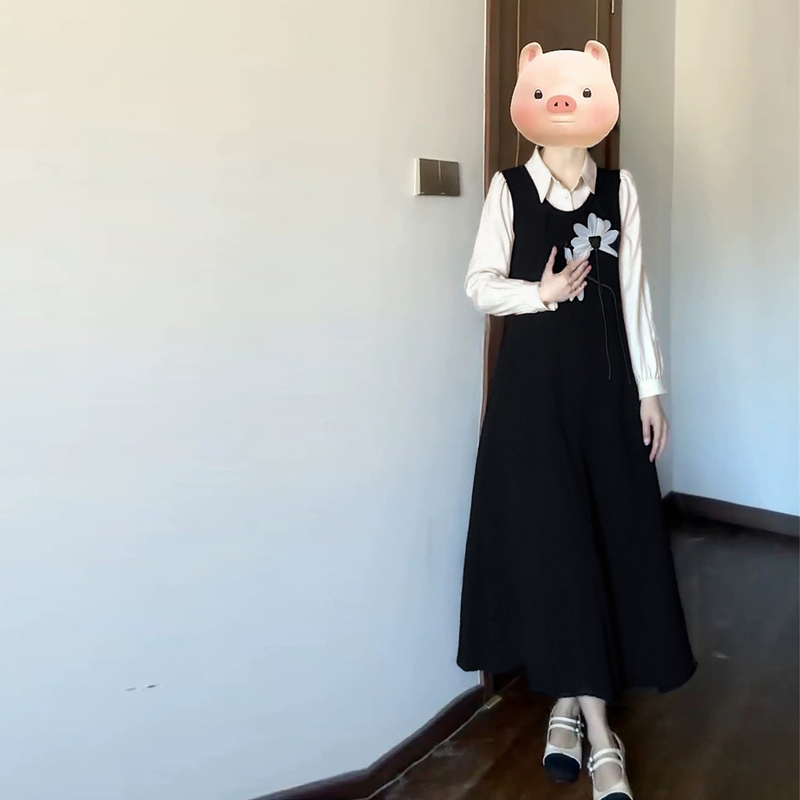 Slim long Pseudo-two large yard dress for women