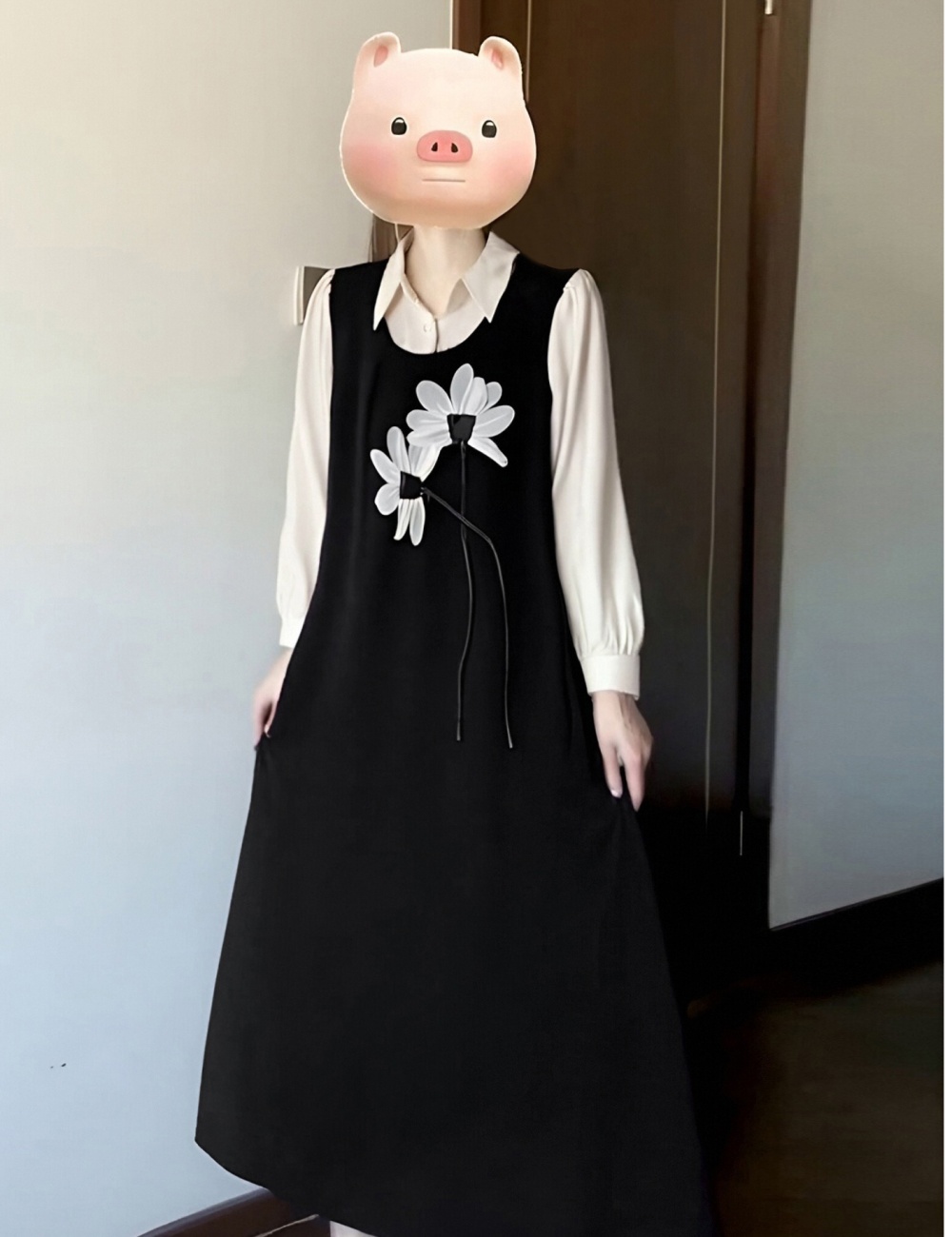 Slim long Pseudo-two large yard dress for women