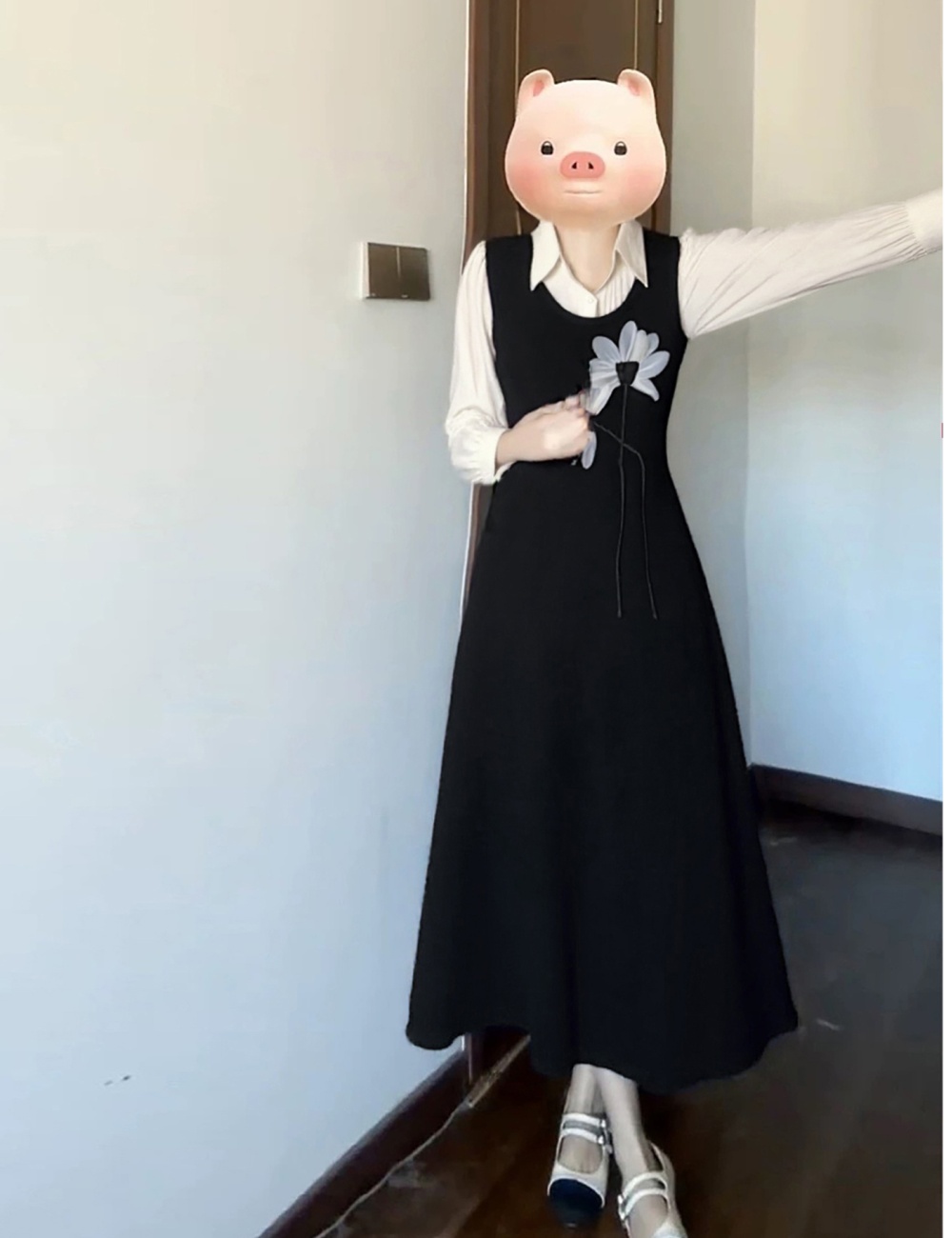 Slim long Pseudo-two large yard dress for women