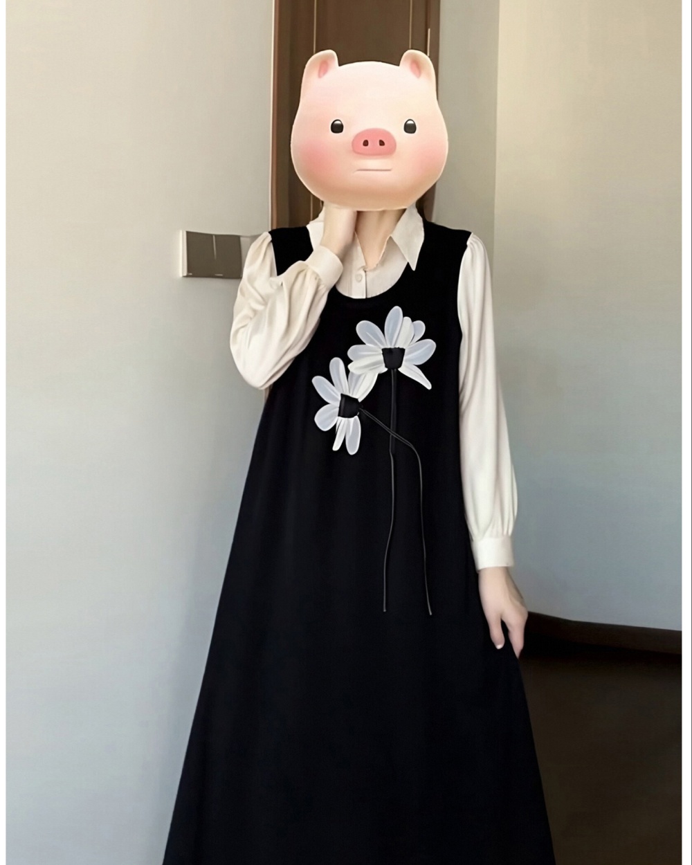 Slim long Pseudo-two large yard dress for women