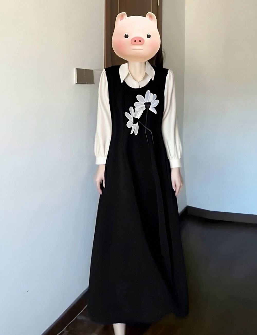 Slim long Pseudo-two large yard dress for women