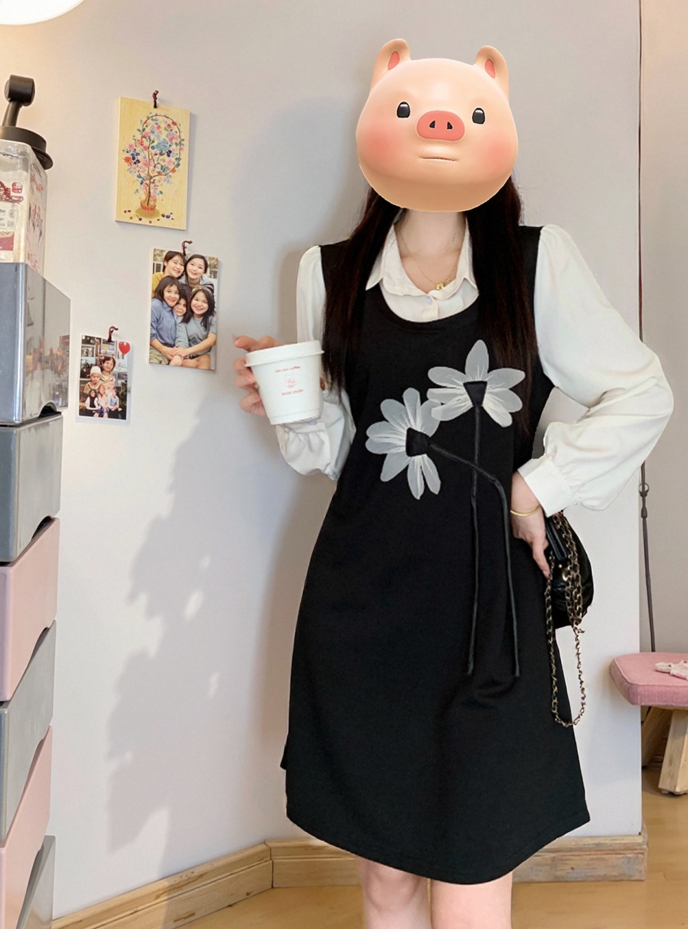 Large yard slim autumn and winter short dress for women