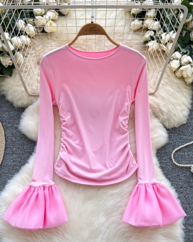 Fold autumn bottoming shirt slim T-shirt for women