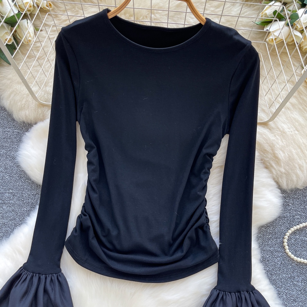 Fold autumn bottoming shirt slim T-shirt for women