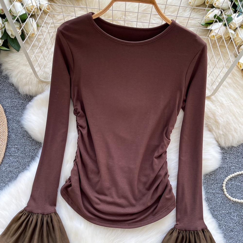 Fold autumn bottoming shirt slim T-shirt for women
