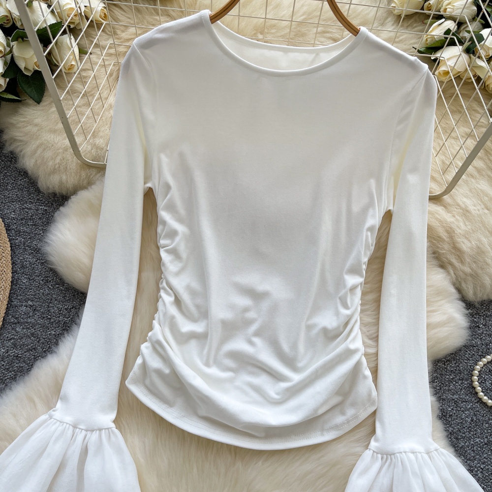Fold autumn bottoming shirt slim T-shirt for women