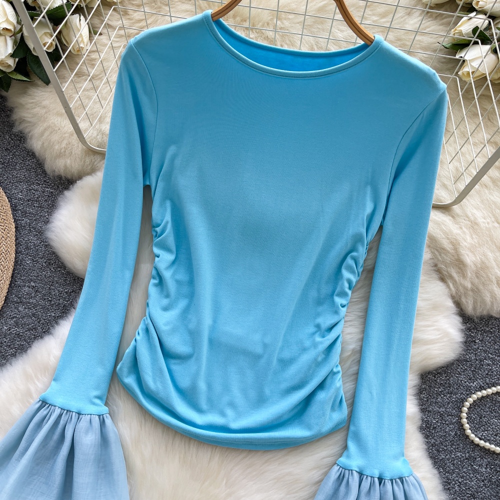 Fold autumn bottoming shirt slim T-shirt for women