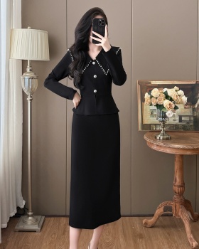 Beading Hepburn style autumn and winter France style dress