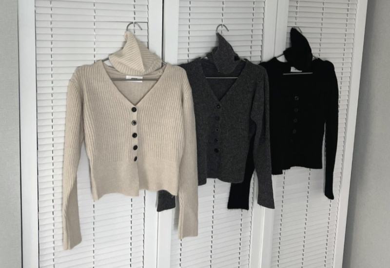 Knitted Korean style tops V-neck cardigan 3pcs set