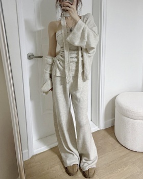 Outside the ride casual pants cardigan 3pcs set for women