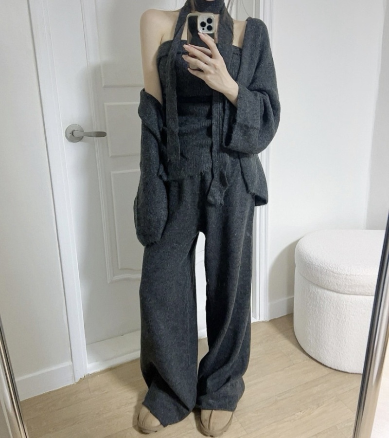 Outside the ride casual pants cardigan 3pcs set for women