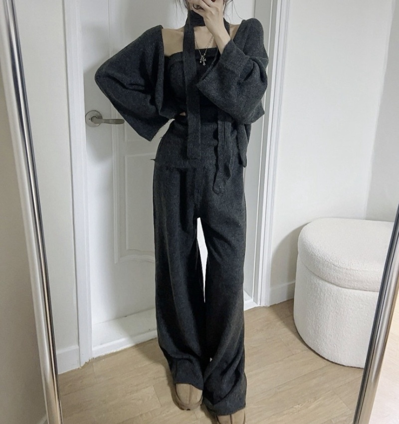 Outside the ride casual pants cardigan 3pcs set for women