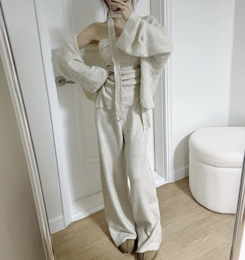 Outside the ride casual pants cardigan 3pcs set for women