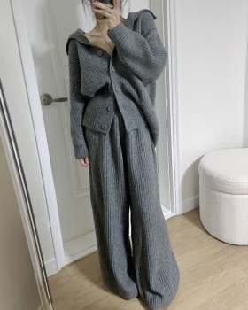 Knitted autumn and winter coat loose sweater 2pcs set