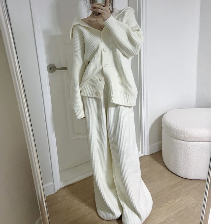 Knitted autumn and winter coat loose sweater 2pcs set