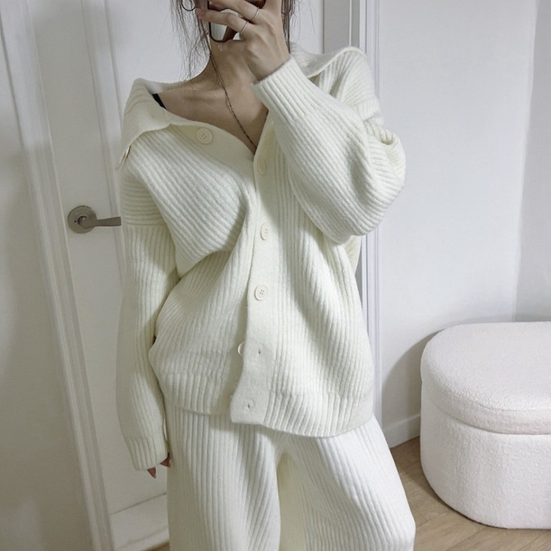 Knitted autumn and winter coat loose sweater 2pcs set