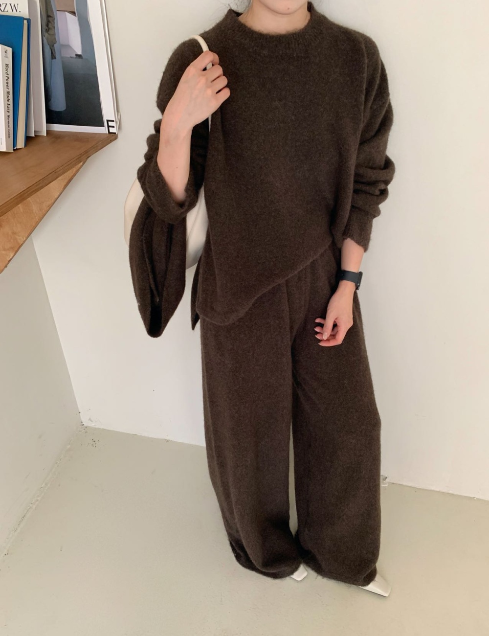 Loose lazy scarves knitted sweater 3pcs set