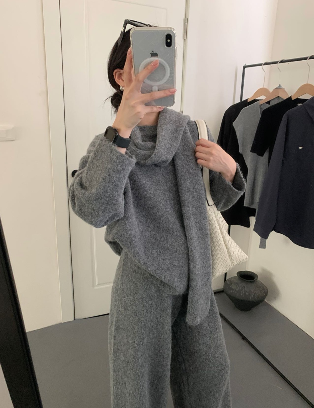 Loose lazy scarves knitted sweater 3pcs set