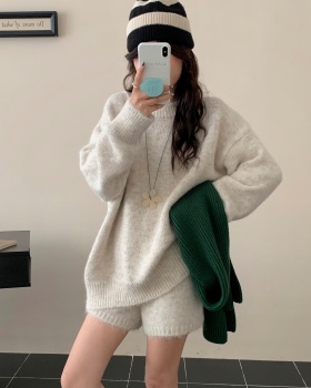 Casual Korean style loose knitted shorts 2pcs set