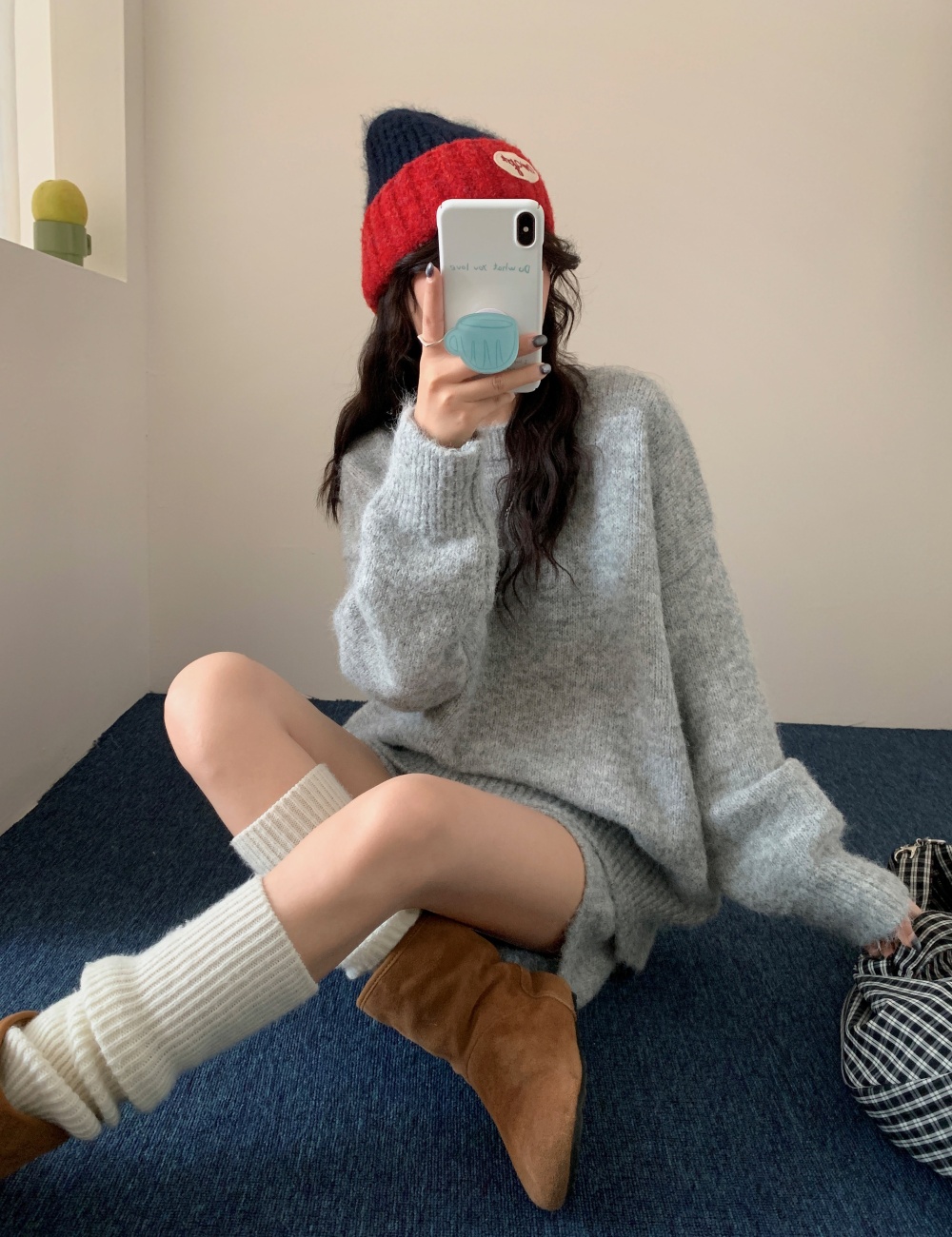 Casual Korean style loose knitted shorts 2pcs set