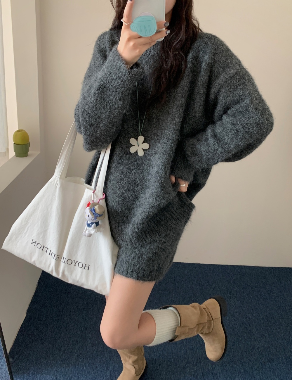 Casual Korean style loose knitted shorts 2pcs set