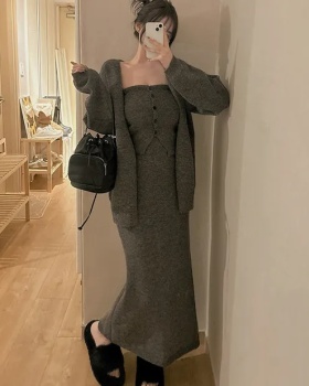 Mermaid skirt wrapped chest coat 3pcs set