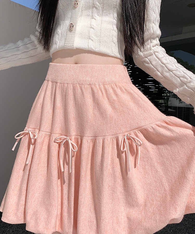 Knitted skirt autumn and winter puff skirt for women
