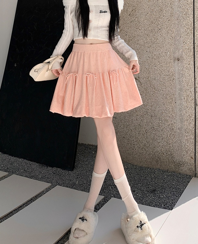 Knitted skirt autumn and winter puff skirt for women