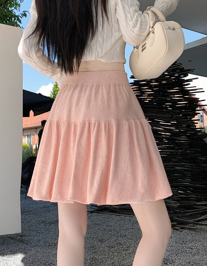 Knitted skirt autumn and winter puff skirt for women
