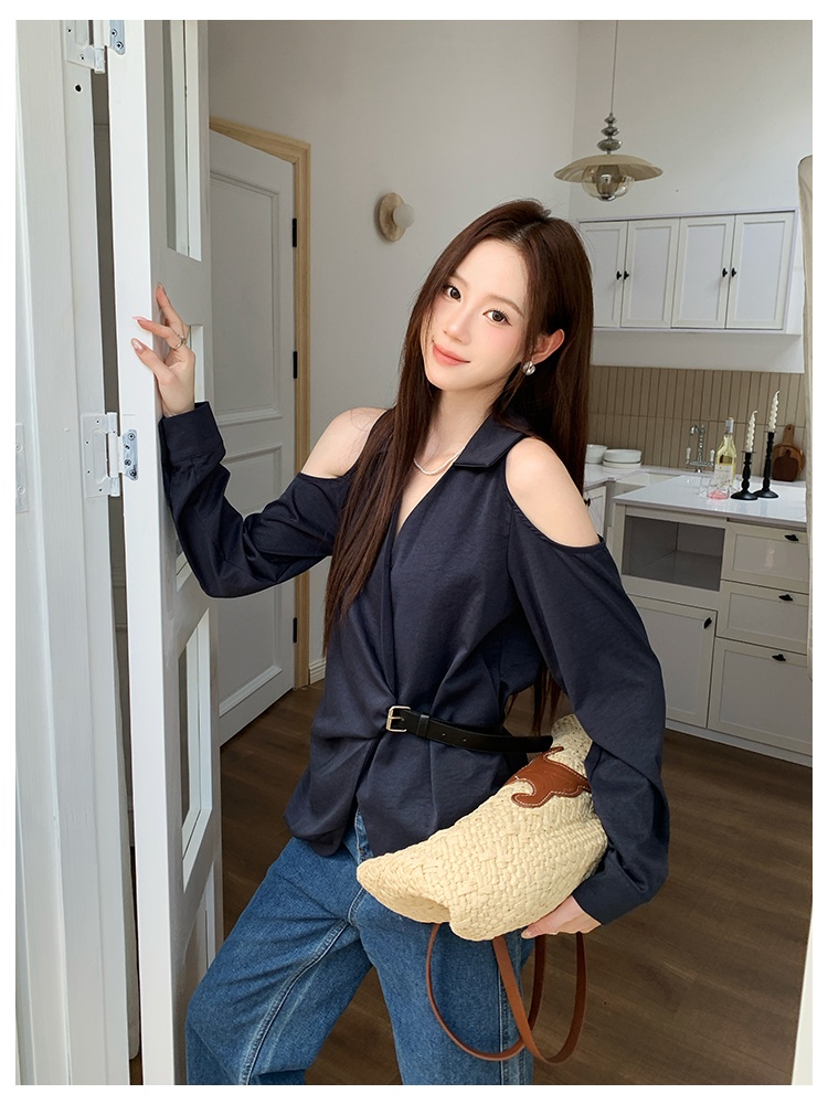 Long sleeve autumn tops pure small shirt