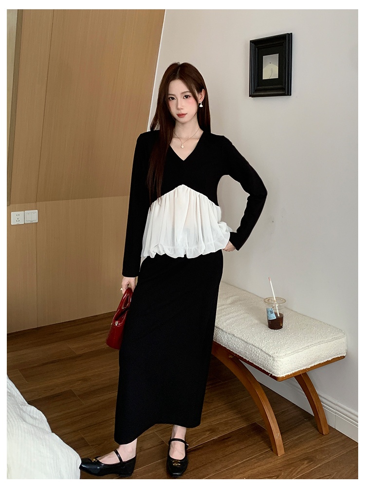Elegant France style tops fashion autumn skirt a set