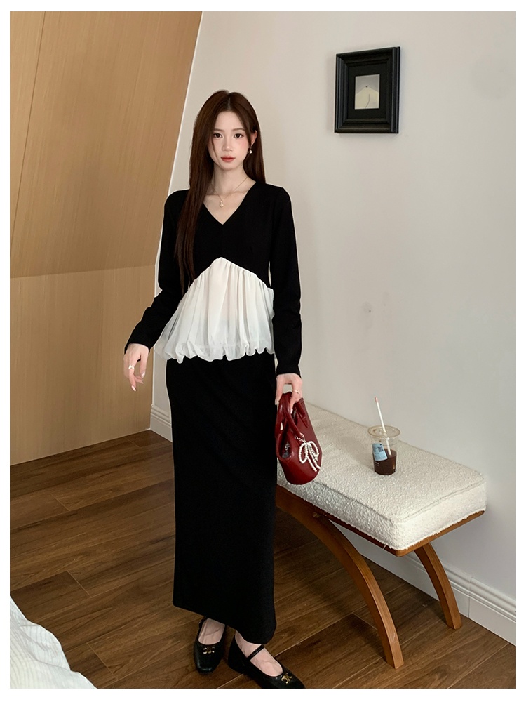 Elegant France style tops fashion autumn skirt a set