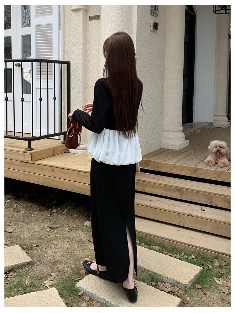 Elegant France style tops fashion autumn skirt a set