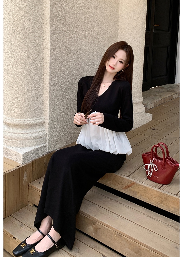 Elegant France style tops fashion autumn skirt a set