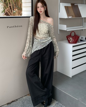Autumn tops tie dye long pants 2pcs set for women