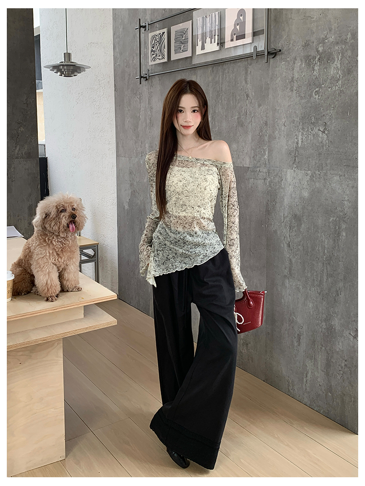 Autumn tops tie dye long pants 2pcs set for women