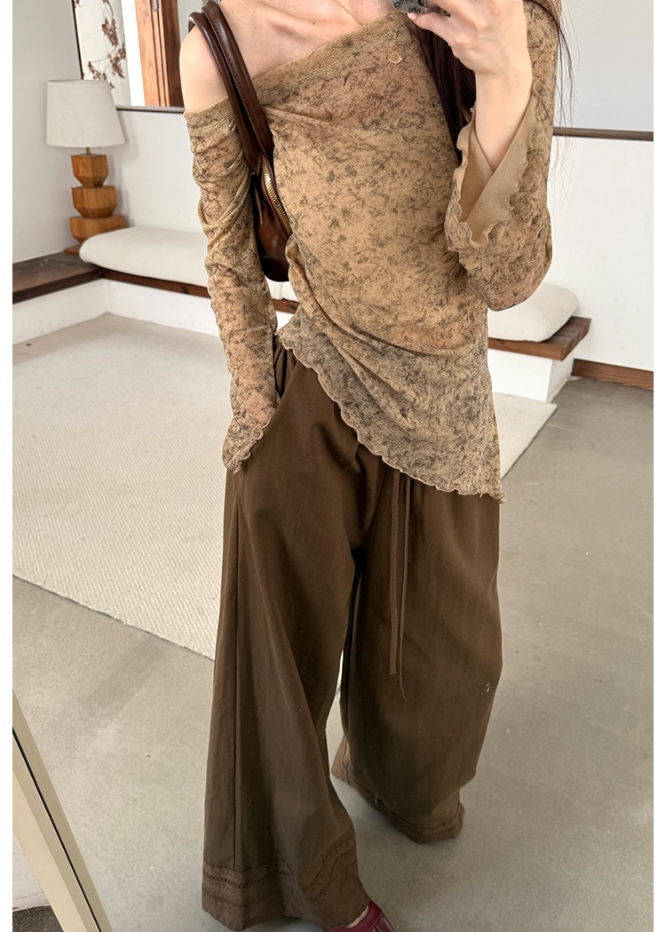 Autumn tops tie dye long pants 2pcs set for women