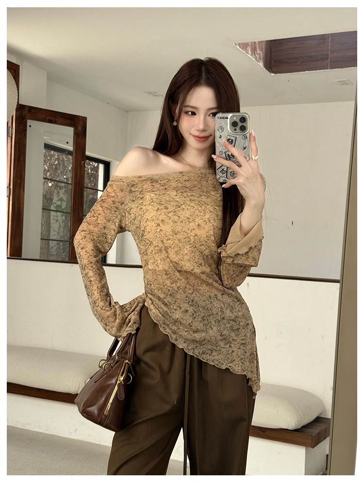 Autumn tops tie dye long pants 2pcs set for women