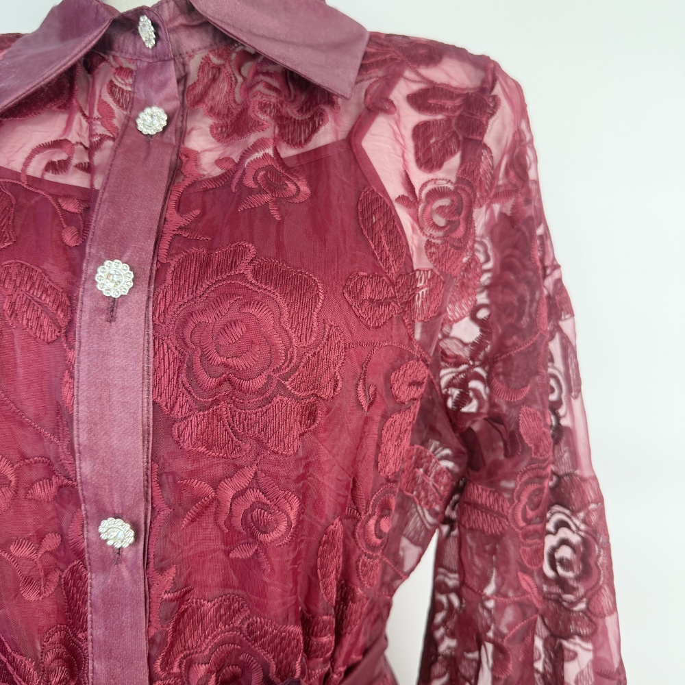 Lapel embroidery France style autumn dress for women