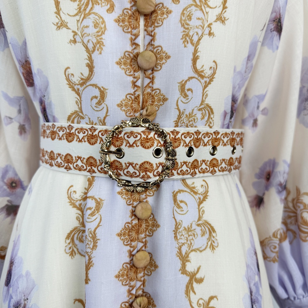 Cstand collar light luxury flowers dress
