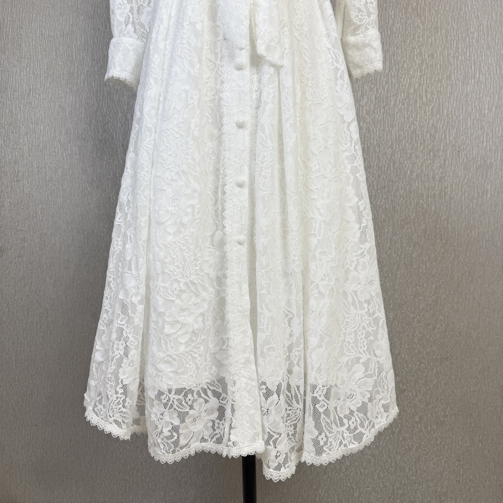Lady elegant frenum lace lantern sleeve pure dress