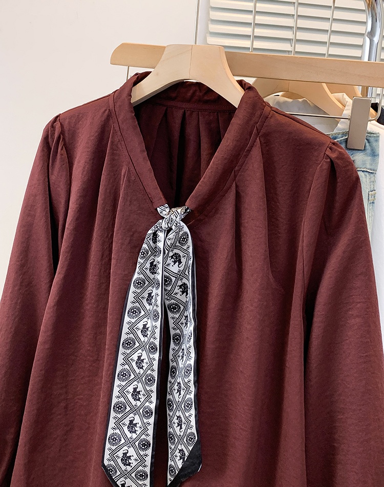 Unique long sleeve tops retro drawstring scarves
