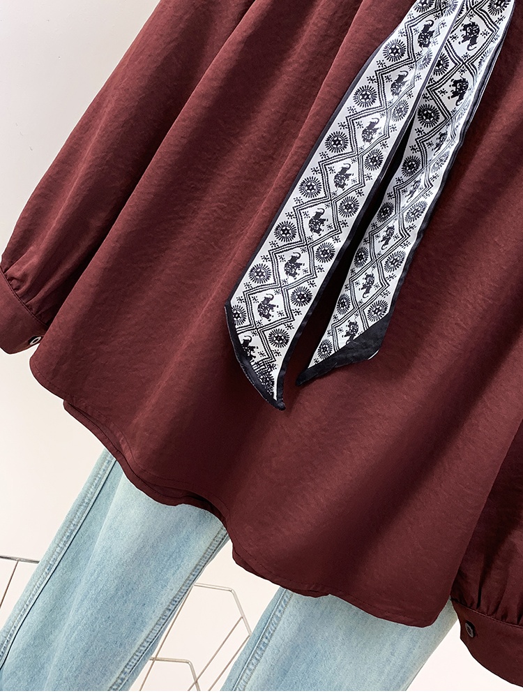 Unique long sleeve tops retro drawstring scarves