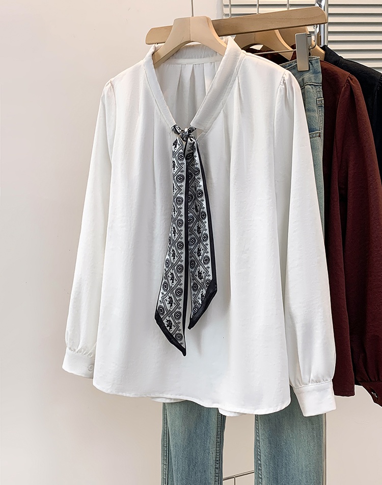 Unique long sleeve tops retro drawstring scarves